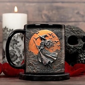 levne Halloween Kithen-Halloweenský dárkový hrnek, keramický hrnek na kávu s čarodějnickou tématikou 330 ml/12 oz, strašidelný halloweenský hrnek pro ženy, přátele, milovníky wiccanské inspirace, vánoční dekorace nebo dárek