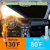 お買い得  車用サンシェード＆サンバイザー-夏用車用サンシェードと冷却カバー、ユニバーサル防塵スノーシールド断熱カーフード