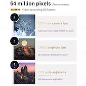 abordables Caméras, appareils photo et vidéo-Nouvel appareil photo numérique 4K à vision nocturne, triple objectif, écran tactile HD 3 pouces 64 MP, transmission OTG, batterie 3 600 mAh