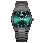 baratos Relógios Quartz-Um relógio masculino moderno e original com pulseira de liga de estilo empresarial, com classificação de resistência à água ipx7, data luminosa e visor de dia, caixa de relógio esportivo de quartzo