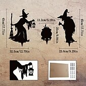 economico Halloween-Decorazioni da giardino in metallo con streghe di Halloween festive, 3 streghe spettrali per decorazioni da esterno - picchetti da giardinaggio senza batteria, decorazioni da giardino in metallo