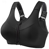 baratos Sutiãs esportivos &amp; coletes-Mulheres Sutiã de ioga Sutiã Esportivo Sutiã Pilates Good Top Flexão Sem costura Antivibração Sem Fio Zíper Cor Sólida / Simples Esporte Roupas Esportivas Preto Branco Academia Zumba Corrida