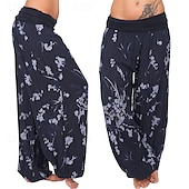 billiga breda ben och hög midja-Dam Byxor Harem byxor Palazzo byxor Mode Boho Fullängd Medium Midja Mönster Elastisk midja Bekväm Microelastisk Gata Dagliga kläder Utekväll Vit Gul Ljusgrön Rosa Sommar Vår Normal