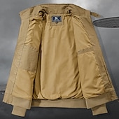 preiswerte Cargo-Jacken-100% Baumwolle Herren Bomberjacke Taktische Jacke Motorradjacke Outdoor Casual Weich Mehrere Taschen Frühling &amp;Herbst Uni Nationalflagge lässig bequem Stehkragen schwarz weiß khaki grün
