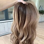 baratos Perucas de seda frontais de cabelo natural-Peruca de cabelo humano remy brasileiro, fechamento 5x5, 13x4, peruca frontal ondulada, multicolorida, com mechas de cabelo de bebê/balayage, 100% virgem, sem cola, pré-arrancada para mulheres