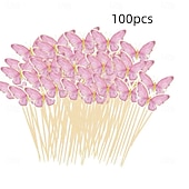cheap Kitchen Utensils &amp; Gadgets-100PCS Cake Baking Decoration Picks, Disposable Fruit Skewers for Cakes, Desserts, Fruit Party Sticks, and Party Food Accessories