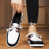 economico Casuale-scarpe da barca da uomo bicolore nere e bianche con design classico allacciato, comode ed eleganti, ideali per gite in spiaggia, abbigliamento casual ed eventi estivi