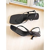 お買い得  ドレスサンダル-レディース ブラウン T ストラップ キトンヒール サンダル - カジュアルなデートや普段の装いにぴったりのシックなオープントゥ スリングバック デザイン