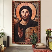 Недорогие Религиозный гобелен-Средневековый гобелен висячий гобелен византийское искусство большой гобелен настенная роспись фотографический фон одеяло занавеска декор для дома спальни гостиной Христос Пантократор