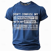 お買い得  メンズおもしろTシャツ-男の短袖グラフィックTシャツ &#039;私の性格を態度と混同しないでください&#039; 自己表現名言ティー