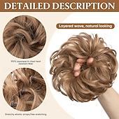 abordables Chignons-Extensions de cheveux chignon épais et bouclés, chignon synthétique, postiche épais pour femmes, gris multicolore