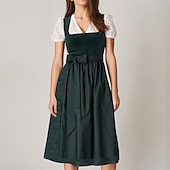ieftine Dirndl-Bere Oktoberfest Oktoberfest Rochii Dirndl Trachtenkleader Servitoare bavareză Germană Pajiști Pentru femei Carnaval Petrecere Festivalul de Bere Pânză în stil tradițional Rochie Șorț Fără bluză