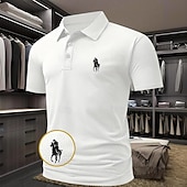 levne Pánské klasické polo-Pánské Kůň Waffle Polo košile Krátký rukáv Polo tričko Košile s límečkem Na běžné nošení Obchodní příležitostné Venkovní Obchod Noste do práce Denní nošení Knoflíky 3D tisk Léto Bílá Světlá růžov