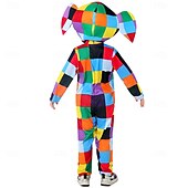 levne Dívčí kostýmy-Elmer, patchworkový slon Elmer Kombinéza Kostým Onesie Postavy z pohádek Filmové kostýmy for Chlapecké Dívčí Dětské předvečer Všech svatých Karneval Světový den knihy Výkon Vzdělávací převlékání