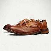 preiswerte Klassische Anzugschuhe-Herren Elegante Schuhe Spaziergang Leder Italienisches Vollnarbenleder Bequem Rutschfest Schnürung Schwarz Braun Kaffee