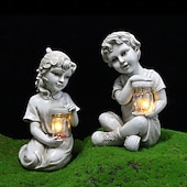 Недорогие Ландшафтные огни-1 шт., водонепроницаемый уличный солнечный светильник для мальчика-муравья, божьей коровки, девочки, сада, двора, газона, дорожки, парка, смоляной статуи, декоративного освещения для ландшафтного