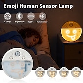 economico luce dell&#039;armadio-1 pz. Luci con sensore, ricaricabili tramite USB, luce emoticon portatile con trasformazione multi-espressione, lampada da parete con sensore intelligente, illuminazione divertente e creativa, adatta