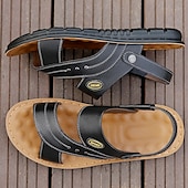 economico Infradito da Vacanza-sandali da uomo in similpelle marrone con cinturini, chiusura a strappo regolabile, plantare morbido e ammortizzato, perfetti per l&#039;uso quotidiano casual e per le passeggiate