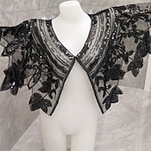 levne Pelerína-Dámský wrap elegantní bez rukávů tylové svatební wraps s flitry na svatbu léto