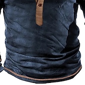 billige Uformell Henley T-skjorte-Herre T skjorte Henly-skjorte T-skjorter T-skjorte Langermet Henley Vår Høst عادي Mote Designer Grunnleggende Lapper Feriereise Gate Ut på byen Navyblå Topp T-skjorte for menn