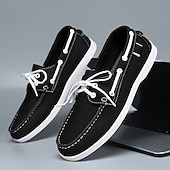 economico Casuale-scarpe da barca da uomo bicolore nere e bianche con design classico allacciato, comode ed eleganti, ideali per gite in spiaggia, abbigliamento casual ed eventi estivi