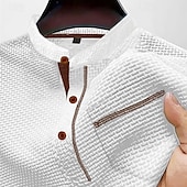 cheap Waffle Knit Tee-Men&#039;s T Shirt Henley Shirt Tee Short Sleeve Shirt Short Sleeve Henley Summer Spring Patchwork Fashion Designer Basic Buttons Pocket Vacation Street Going out Black White Navy Blue Top Tee for Men