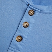 levne Ležérní tričko Henley-Pánské Tričko Henley Tričko Top Krátký rukáv Bez vzoru Módní Designové Základní Kapsy Knoflíky Henley Dovolená ulice Jdeme ven Léto Vodní modrá Černá Šedá Tričko Henley