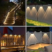 economico Applique per esterni-4/8 pezzi di luci solari da esterno per recinzione da giardino, impermeabili, a LED, da parete, per scale, da giardino, patio, balcone, illuminazione decorativa