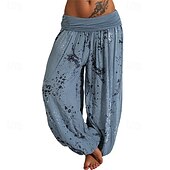 abordables pierna ancha y cintura alta-Mujer Pantalones Pantalones palazzo Moda Boho Longitud total Media cintura Estampado Cintura elástica Confortable Cómodo Microelástico Calle Ropa Cotidiana Noche Blanco Amarillo Rosa Verde Ejército