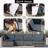 economico Copertura per Cuscini da Patio-Set di 14 fodere per cuscini impermeabili da esterno per patio, adatte a divani componibili in vimini e rattan da 6 posti, include 8 schienali e fodere per cuscini da patio resistenti allo sbiadimento