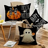 お買い得  装飾用クッションカバー-1 個 ポリエステル 枕カバー, ハロウィーン 方形 ファスナー 伝統的な クラシック
