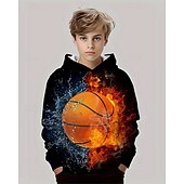 tanie 3D sporty i gry dla chłopców-Dla chłopców 3D Koszykówka Bluza z Kapturem Długi rękaw Wiosna Jesień Moda Moda miejska Dzieci 4-12 lat Kaptur Na zewnątrz Codzienny Regularny