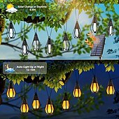 cheap Solar String Lights-1 Pc 15 Leds Outdoor Waterproof Solar Flashing Flame Lantern String Garden Courtyard Camping Christmas Halloween Wedding Atmosphere Decoration Lighting