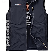 billiga Västar-Herr Fiskeväst Vandringsväst Ärmlös Vest Utomhus Vindtät Snabb tork Lättvikt Reflexremsa Vinter Dragkedja Polyester Armégrön Blå Jakt Fiske Klättring