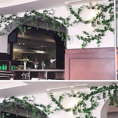 economico Piante e Fiori Artificiali-Ghirlanda di edera artificiale, foglie di vite finte, pianta verde di plastica da appendere, 2 m (78,7&quot;) per la decorazione delle pareti dei ristoranti, vite con foglie finte per la decorazione di