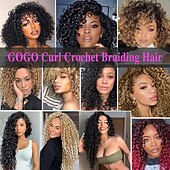 abordables Crocheter les cheveux-Extensions de cheveux synthétiques bouclés pré-bouclés de 18 pouces pour femmes noires - boucles gogo/boucles de plage/océan/eau/ondes profondes au crochet, 8 paquets de cheveux synthétiques sans