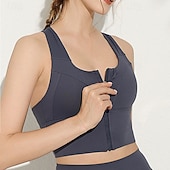 baratos Sutiãs esportivos &amp; coletes-Mulheres Sutiã de ioga Tanque Sutiã Pilates Roupa-Interior Suportes altos Respirável absorvente de suor Sem Fio Com almofadas Cor Sólida / Simples Esporte Roupas Esportivas Preto Azul Academia