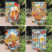 preiswerte Gartenfahnen, Banner-Oktoberfest Gartenflagge Deutsches Bayerisches 12 x 18 Zoll Gartenflaggen kleine Gartenflaggen für draußen Außenfahnen Bierdesign weiß blau kariert Feiertagsgartenflaggen