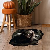 levne Halloween samolepky-halloweenská podlaha &amp;Samolepka na zeď 3D průlomový design kostry s dlouhými vlasy, strašidelná samolepicí dekorace na zeď a podlahu pro atmosféru halloweenské párty