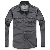 Недорогие Топы-Муж. рубашка-карго Рубашка для туризма и прогулок Топ для походов Длинный рукав Отложной Верхняя часть На открытом воздухе Водонепроницаемость С защитой от ветра Легкость Весна Осень Полиэстер