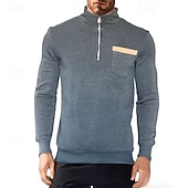 tanie Bluza z kapturem z polaru-Męskie Bluza na zamek Bluza z kapturem Taktyczna Czarny Zieleń wojskowa Czerwony Granatowy Jasnoszary Stójka Równina Przednia kieszeń Quarter Zip Sport i turystyka Codzienny Święto Moda miejska