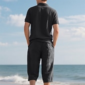 cheap Men's Classic Polo-Men's Polo Shirts Golf Shirt Outdoor Daily Wear Lapel Short Sleeve Fashion Hawaiian Plain 2 Piece Summer Regular Fit Black White Navy Blue Khaki Army Green Light Sky Blue Polo Shirts