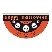 voordelige Halloween Buitendecoratie-Halloween-waaiervlag, slinger voor buiten, vlag voor buiten, Halloween-tuinhek, hangende griezelige pompoenbanner, vlag voor op tafel, herfstkamerdecoratie, esthetische Halloween-verjaardagsfeestjesdecoratie.