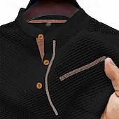 cheap Waffle Knit Tee-Men&#039;s T Shirt Henley Shirt Tee Short Sleeve Shirt Short Sleeve Henley Summer Spring Patchwork Fashion Designer Basic Buttons Pocket Vacation Street Going out Black White Navy Blue Top Tee for Men
