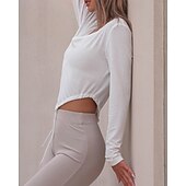 halpa Juoksupaidat ja tanktopit-Naisten Verryttelytakki Juoksupaita Kurenauha Pitkähihainen Topit Urheilu- ja treenivaatteet V kaula-aukko Yhtenäinen Wick-kosteus Tennis Golf Juoksu Urheiluasut Urheiluvaatteet Aprikoosi Valkoinen