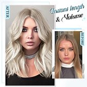 baratos Clip nas extensões-extensões de cabelo clip in extensões de cabelo para mulheres 14 polegadas curto ondulado clip in extensões de cabelo para mulheres extensões de cabelo clip ins 4 peças extensões de cabelo com trama