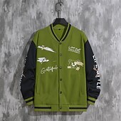 お買い得  メンズジャケット＆コート-男性用 カジュアルジャケット バーシティジャケット バケーション 日常 ポケット スプライス 春 秋 カラーブロック プリント ファッション クラシック スタンド レギュラー ブラック ワイン ネイビーブルー ダークグリーン グリーン ジャケット