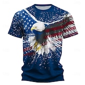  Giorno dell'Indipendenza Americana Per uomo Bandiera Americana Aquila Maglietta Manica Corta maglietta Stampa 3D Girocollo Camicia Moda Quotidiano Essenziale Streetwear Casuale Quotidiano Blu Estate