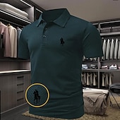 levne Pánské klasické polo-Pánské Kůň Waffle Polo košile Krátký rukáv Polo tričko Košile s límečkem Na běžné nošení Obchodní příležitostné Venkovní Obchod Noste do práce Denní nošení Knoflíky 3D tisk Léto Bílá Světlá růžov