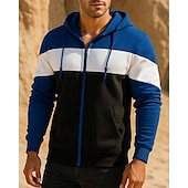 preiswerte Laufjacken-Herren Laufjacke Outdoorjacke Tasche Kordelzug Langarm Oberteil Athleisure Herbst Winddicht Wandern Laufen Sportbekleidung Sportkleidung Patchwork Weiß Rote Blau